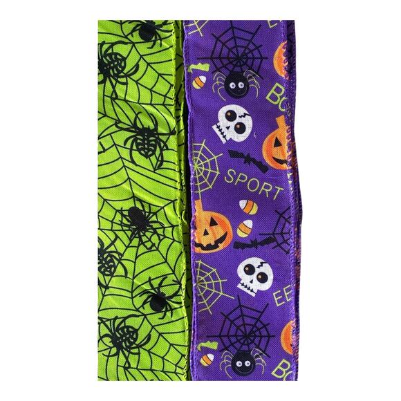 Halloween Ribbon Bundle – Frankenstein, Spider Web & Skull Wired Ribbons - Picture 4 of 5